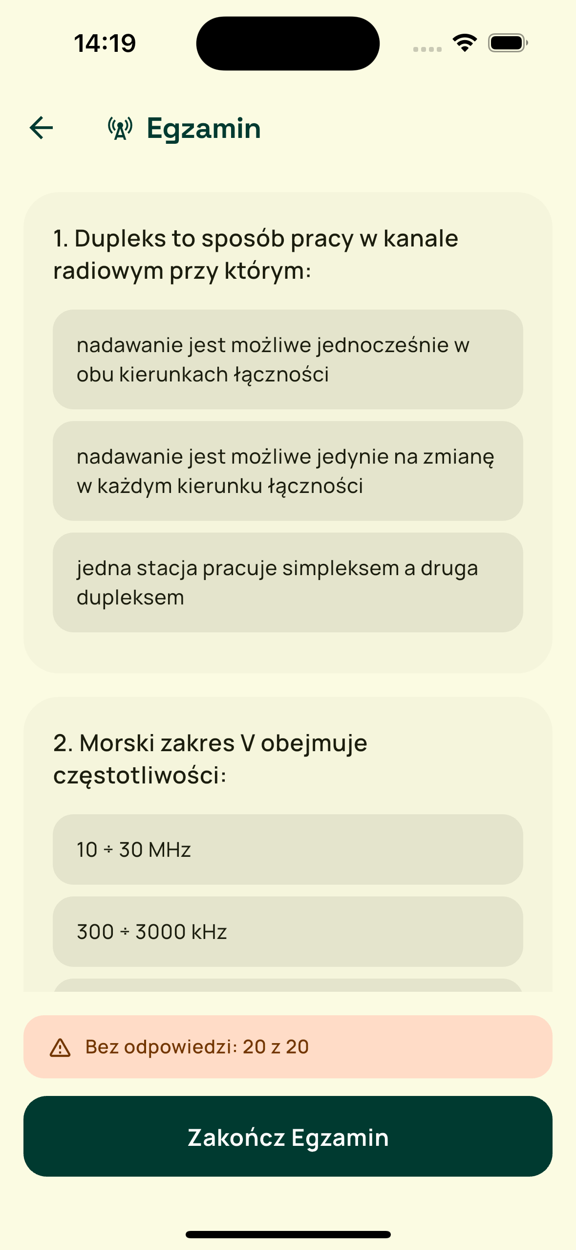 Egzamin LRC second app screenshot
